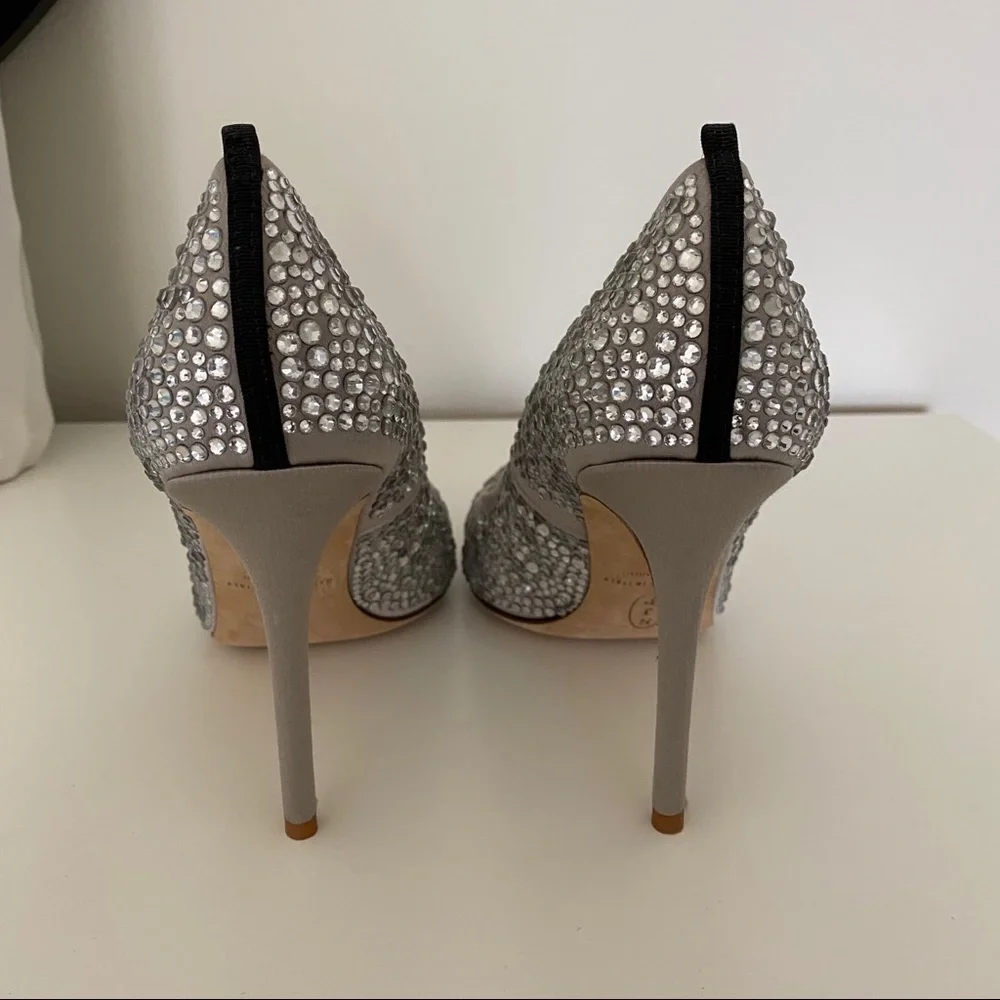 SJP by Sarah Jessica Parker Silver Crystal Embellished Pointed-Toe Heels - Picture 5 of 8